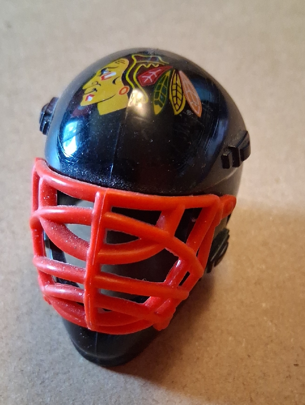 Black and Red Kids Mini Hockey Helmet Toy with Team Logo